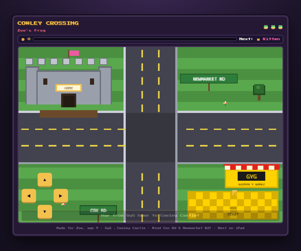 Cowley Crossing — pixel-art browser game screenshot